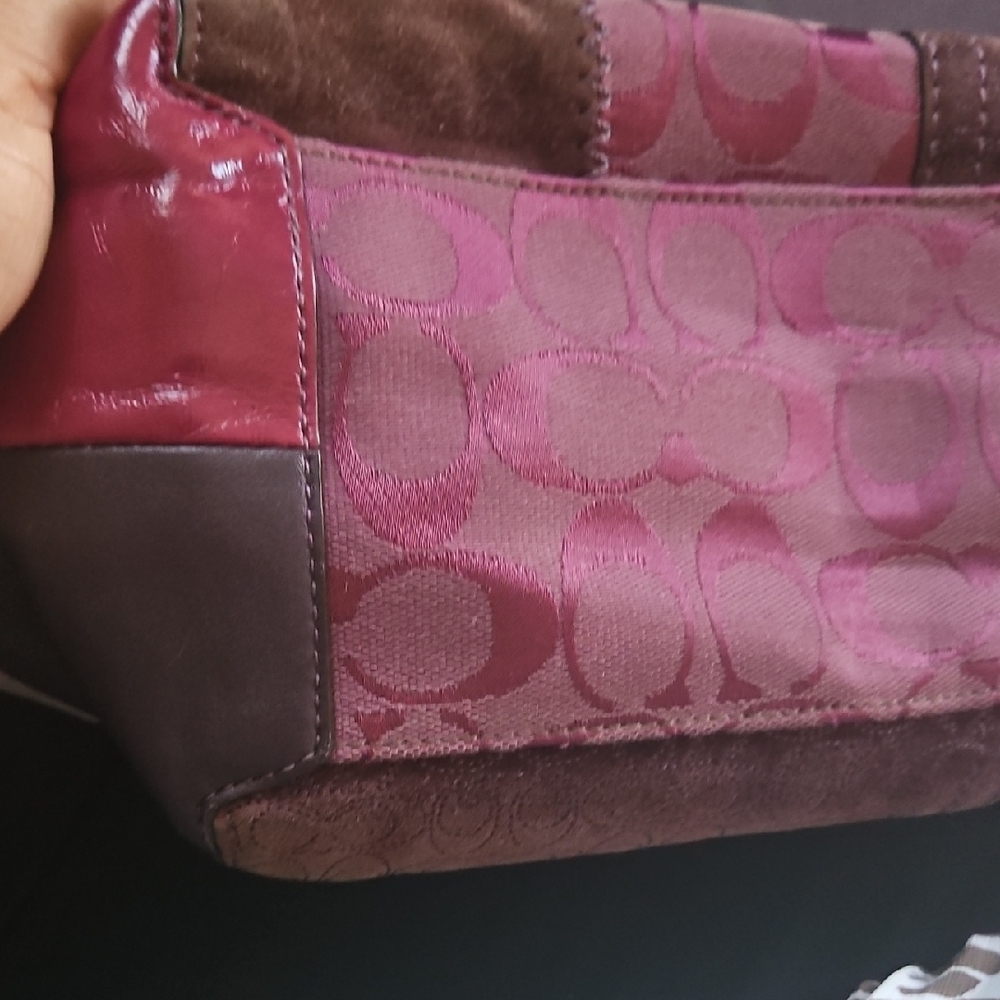 Coach Patchwork Tote in Purple and Brown - Picture 7 of 7